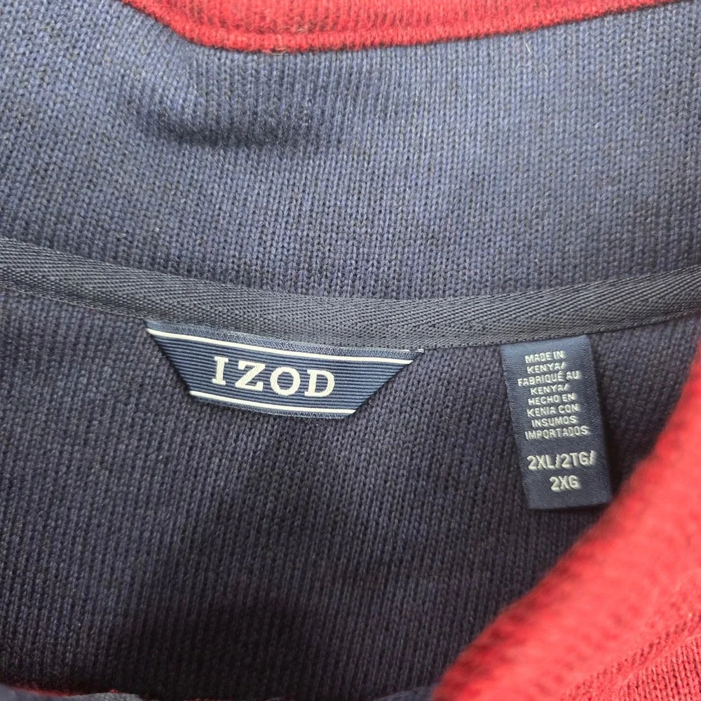 IZOD Mens Big and Tall 2XL Quarter Zip Pullover Sweater Heathered Burgundy Red